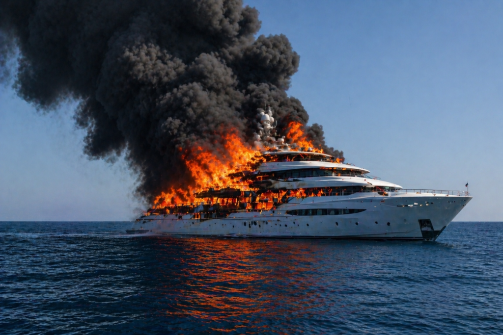 un bateau en feu