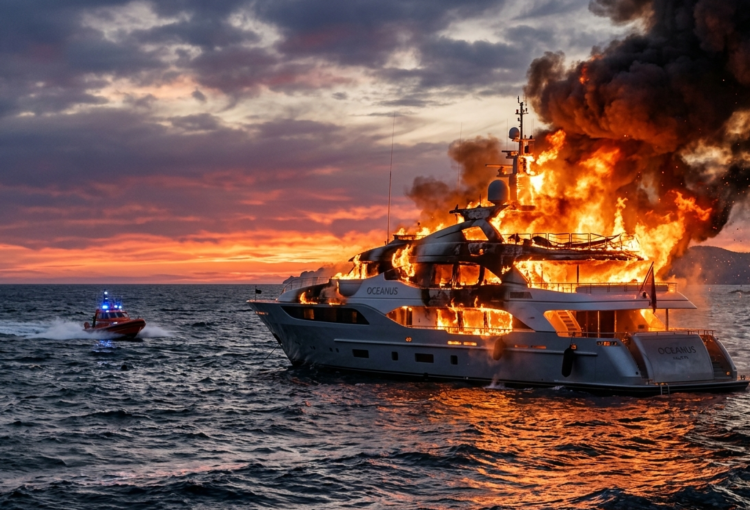 un bateau en feu