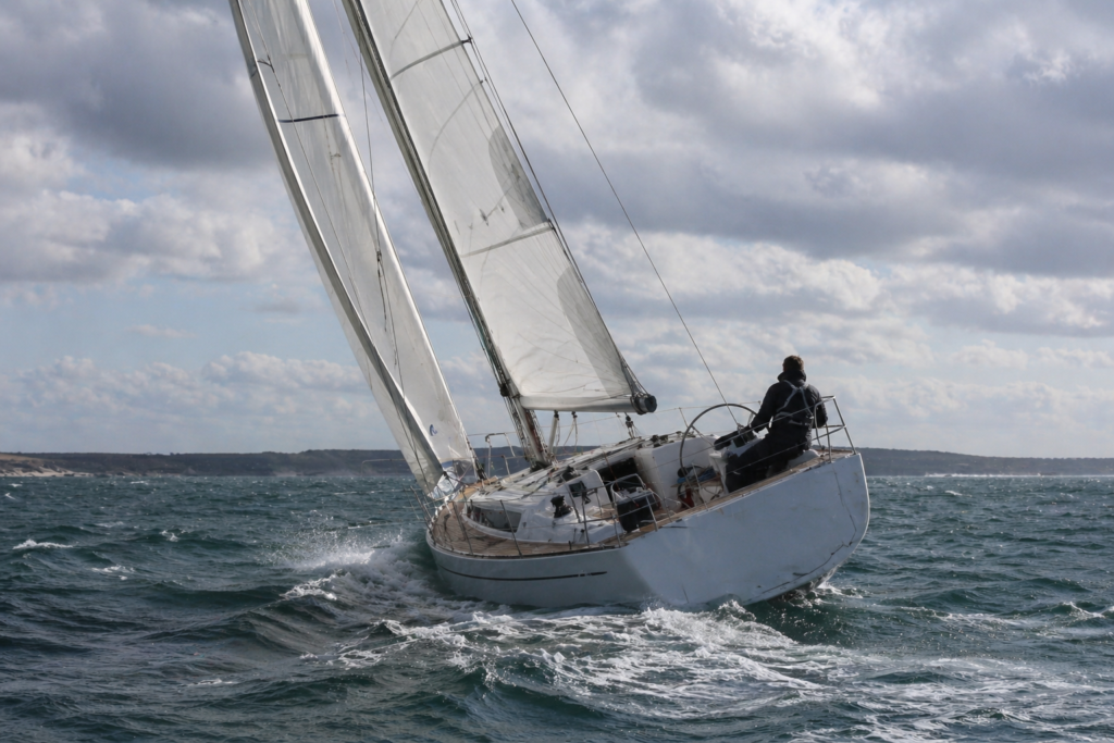 un voilier qui navigue face au vent